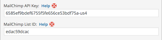 wordpress mailchimp extension api key fields