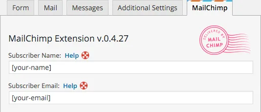 wordpress mailchimp extension basic fields
