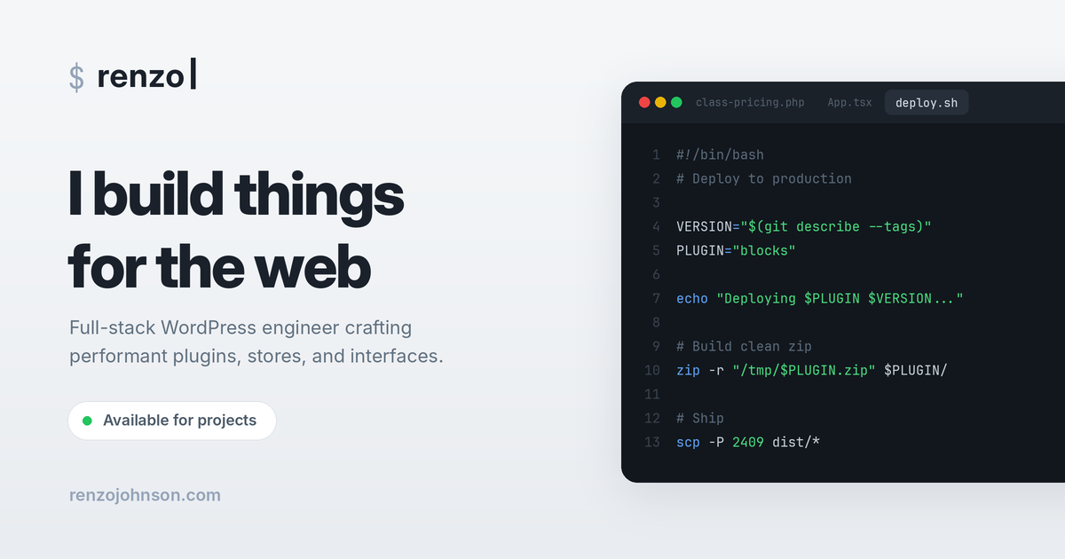 Renzo Johnson, full-stack software developer, Orlando FL
